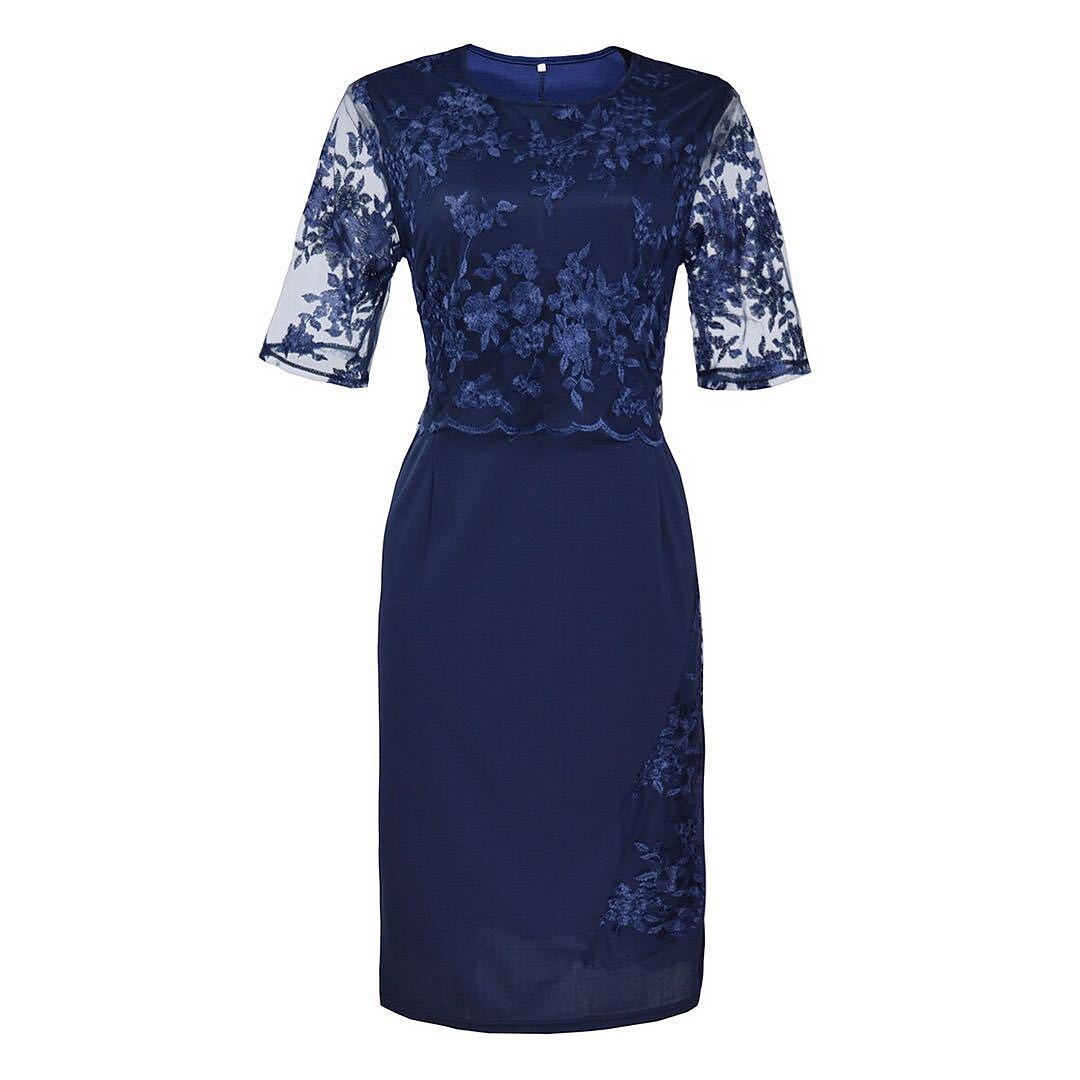 Women's Plus Size Party Dress Floral Crew Neck Lace Dress