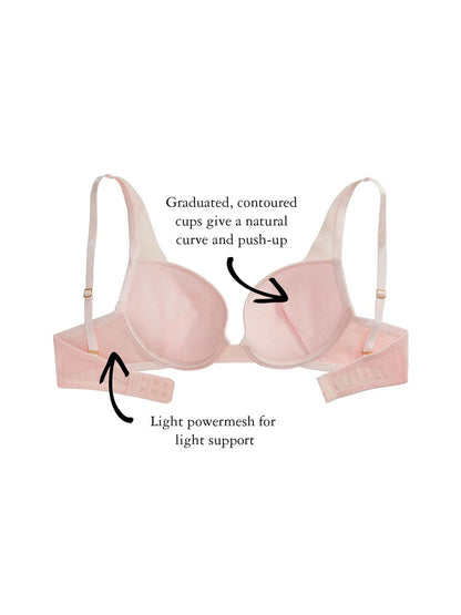 Fay Demi-Cup Bra, Petite, Contoured Cups, Smooth, Underwire, Push-Up