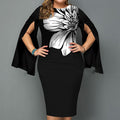 Women's Plus Size Sheath Dress Floral Crew Neck Long Sleeve Fall Winter Stylish Elegant Midi Dress Formal Vacation Dress