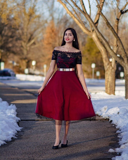 Lace Patchwork Off Shoulder Short Sleeve Dress