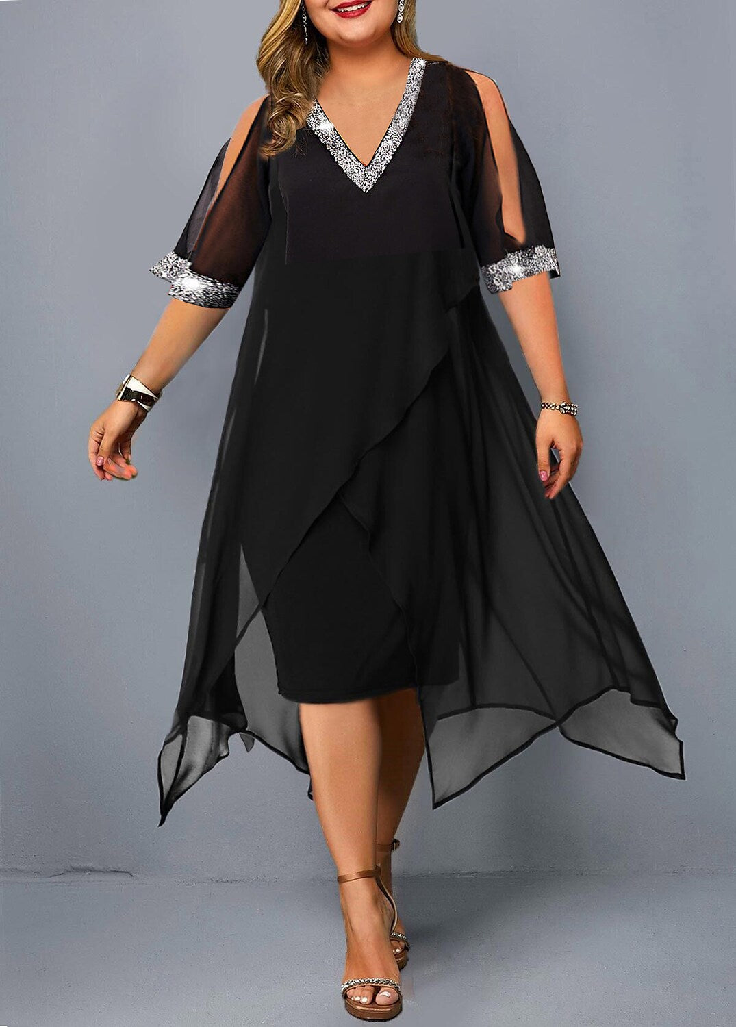 Women's Plus Size A Line Dress Print Casual Sexy Short Mini Dress