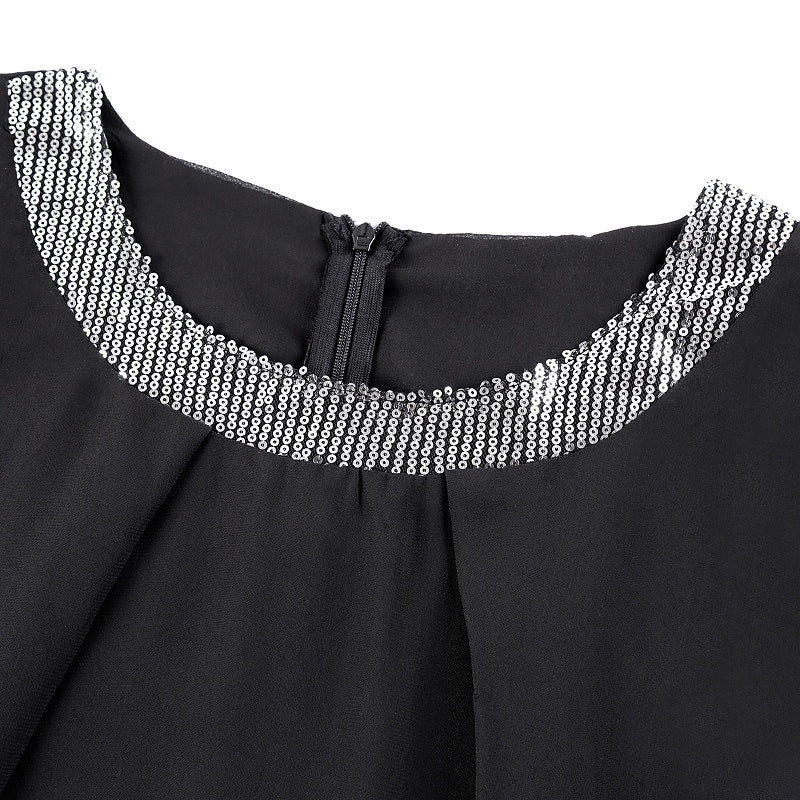 Women's Plus Size Sequin Dress Solid Color Crew Neck Party Dress