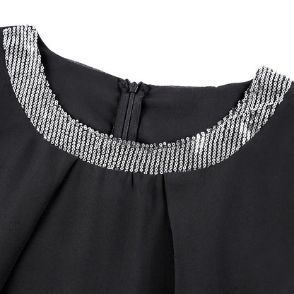 Women's Plus Size Sequin Dress Solid Color Crew Neck Party Dress