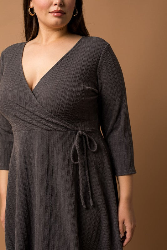 PLUS Faux Wrap Tie Dress