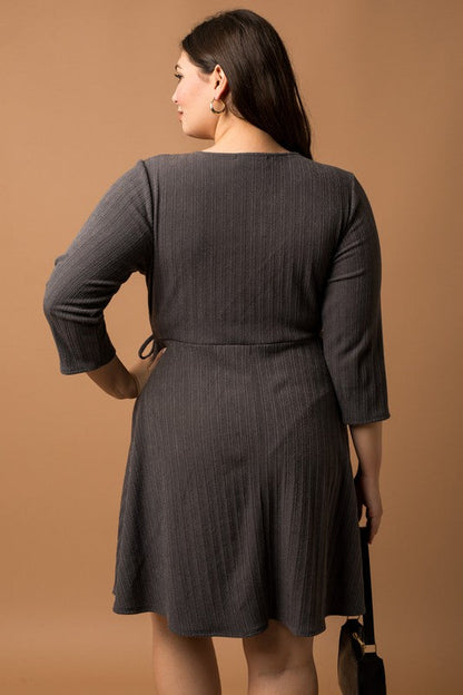 PLUS Faux Wrap Tie Dress