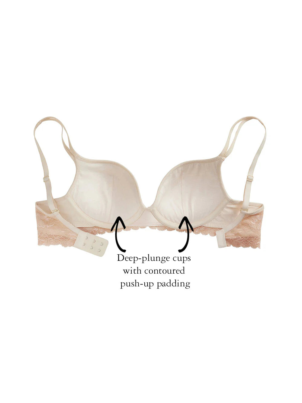Kymber Contoured Bra, Petite, Push-Up, Deep-Plunge, Molded Cups, Lace