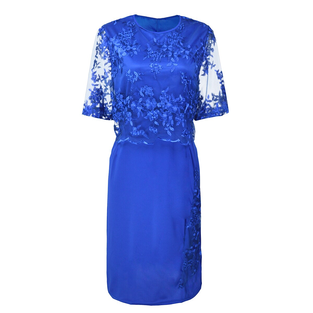 Women's Plus Size Party Dress Floral Crew Neck Lace Dress
