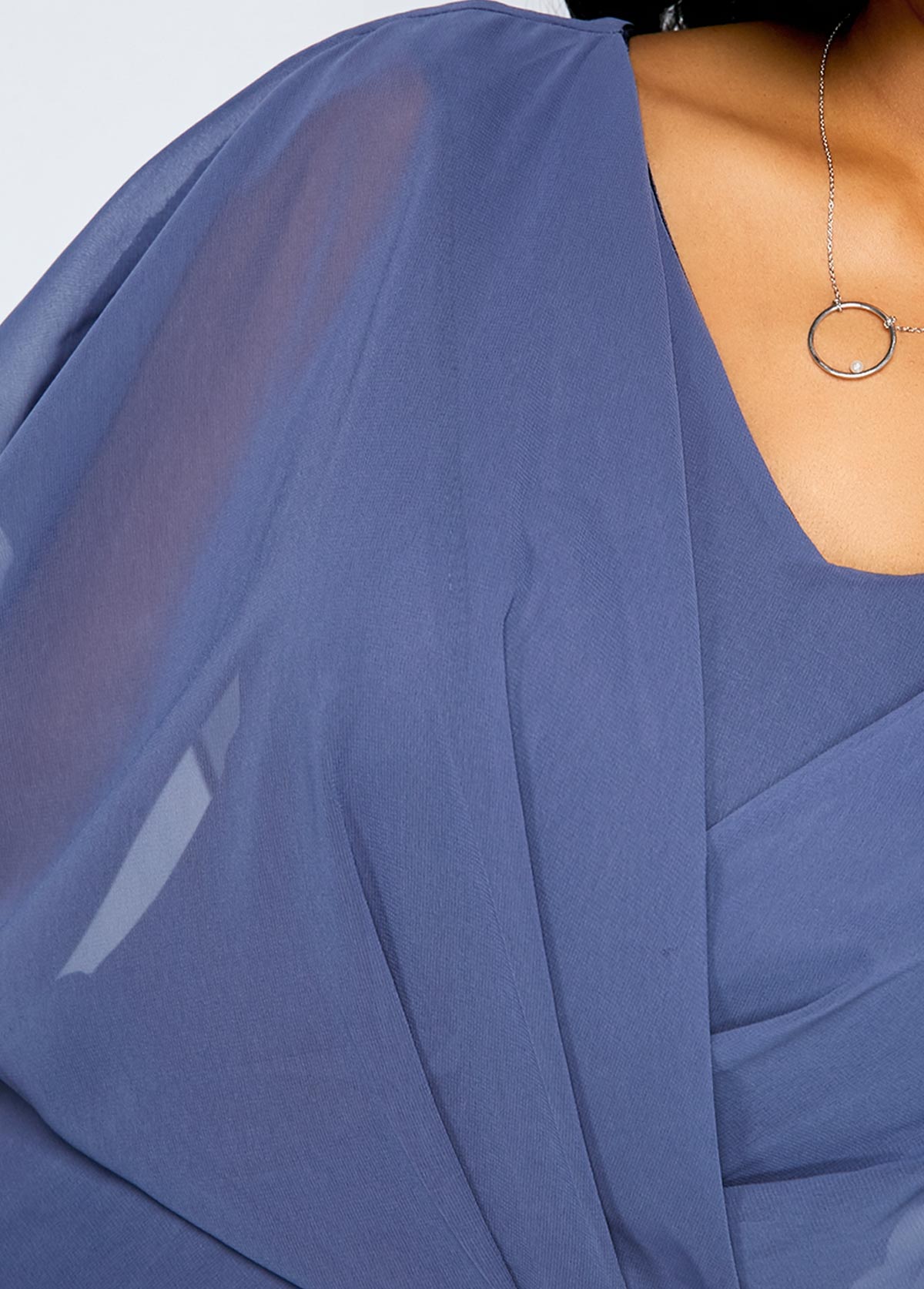 Dusty Blue V Neck Short Sleeve Dress