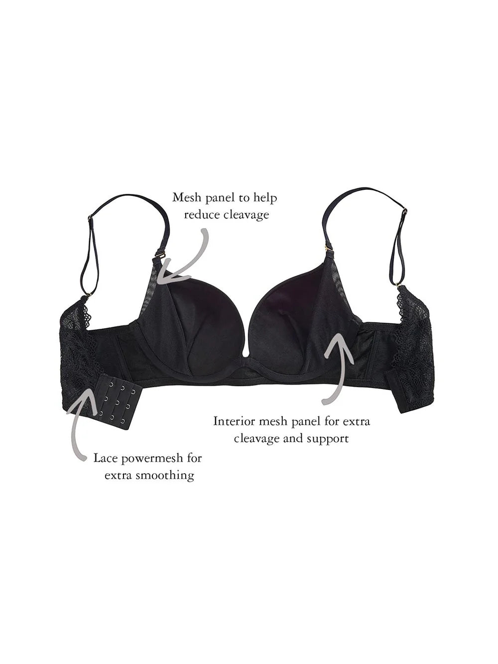 Heather Contoured, Petite, Push-Up Bra, Lace Back Detail, Smooth Cup