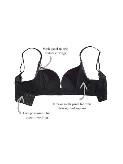 Heather Contoured, Petite, Push-Up Bra, Lace Back Detail, Smooth Cup