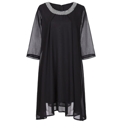 Women's Plus Size Sequin Dress Solid Color Crew Neck Party Dress