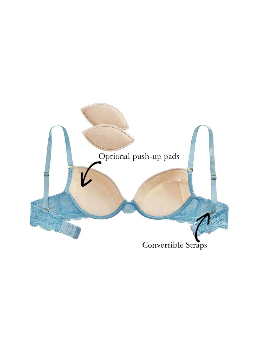 Dakota Contoured Cups, Petite, Removable Push-Up Pads, Smooth-Cup
