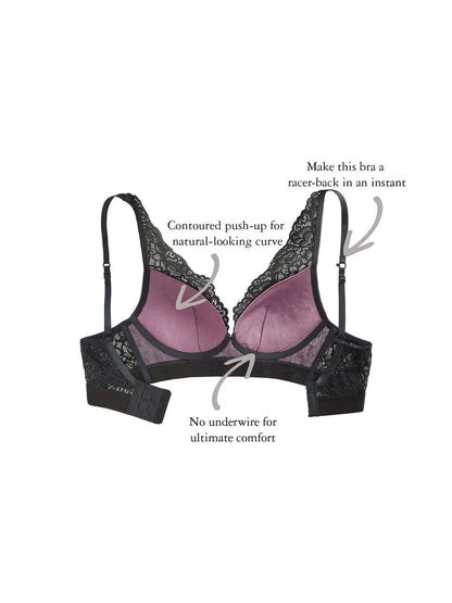 Gillian Wire-free Bra, Petite, Deep-plunge, Light Contoured Cup, Lace