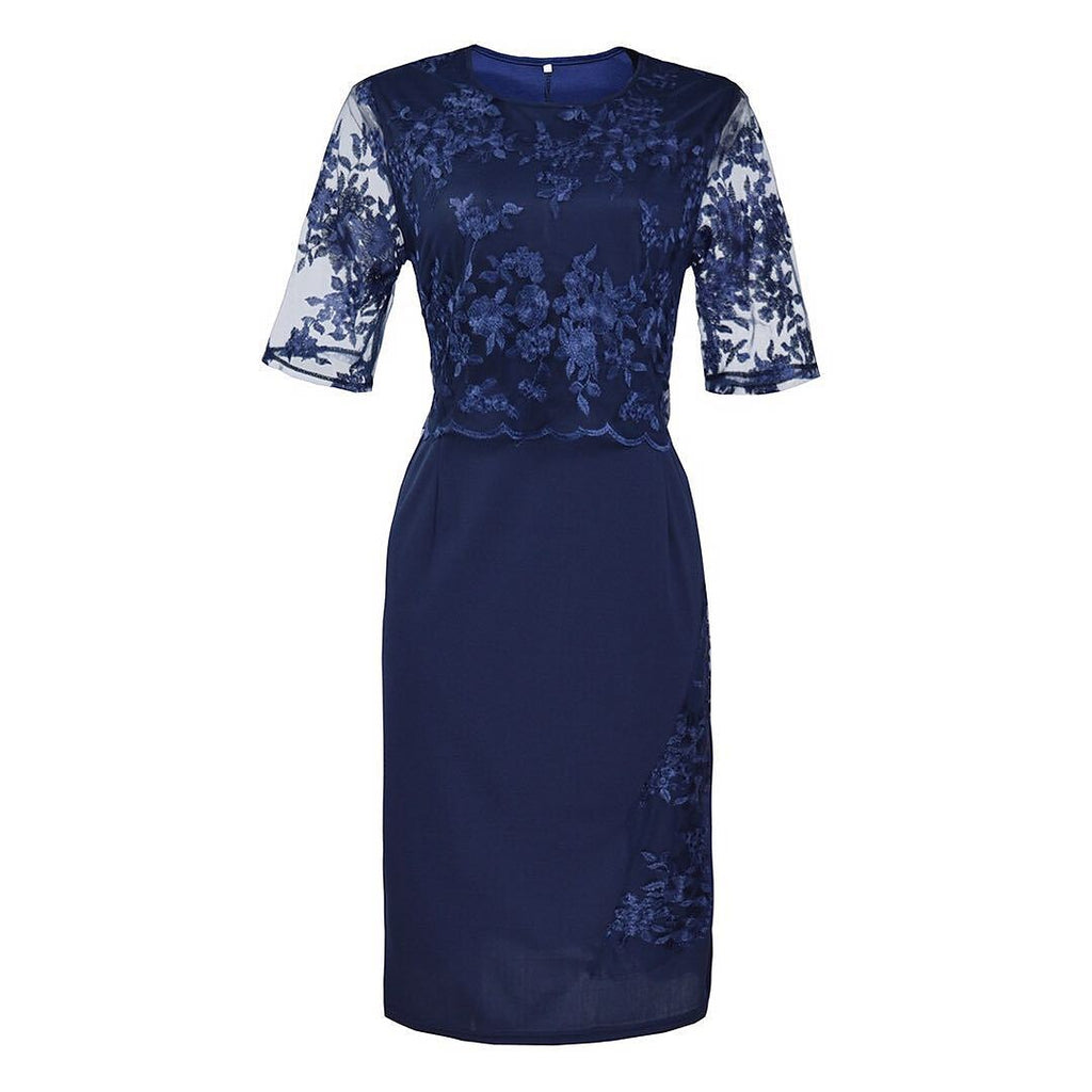 Women's Plus Size Party Dress Floral Crew Neck Lace Dress