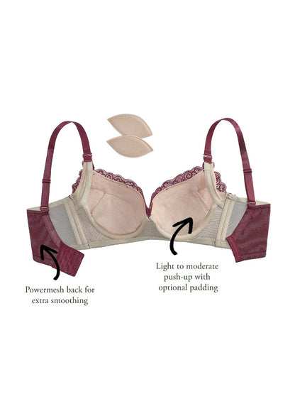 Francesca Mini Corset Bra, Petites, Extra Wide Band, Push-Up, Lace