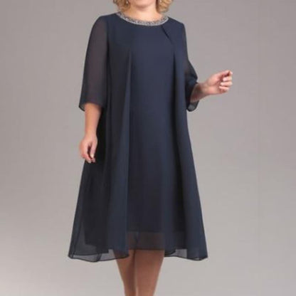 Women's Plus Size Sequin Dress Solid Color Crew Neck Party Dress