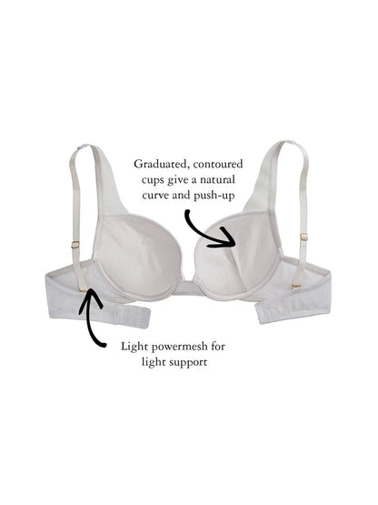 Fay Demi-Cup Bra, Petite, Contoured Cups, Smooth, Underwire, Push-Up