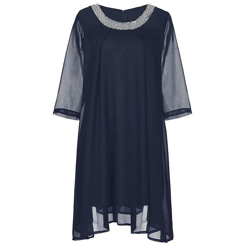 Women's Plus Size Sequin Dress Solid Color Crew Neck Party Dress