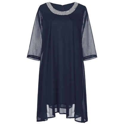 Women's Plus Size Sequin Dress Solid Color Crew Neck Party Dress