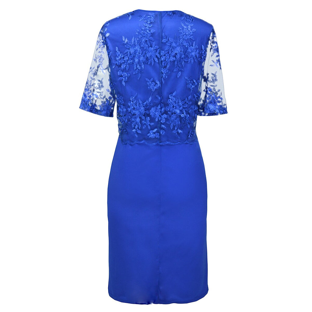 Women's Plus Size Party Dress Floral Crew Neck Lace Dress