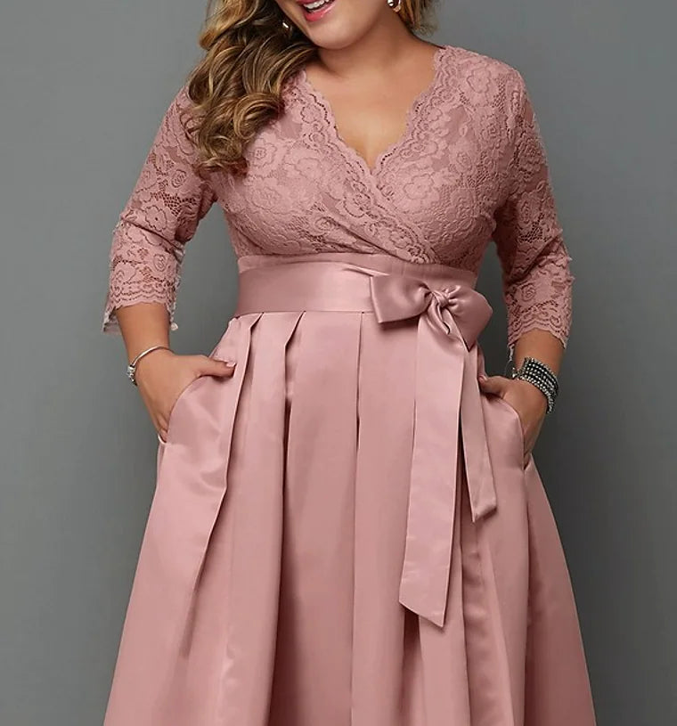 Women's Plus Size Party Dress Floral V Neck Ruched Formal Dress