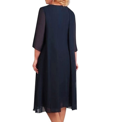 Women's Plus Size Sequin Dress Solid Color Crew Neck Party Dress