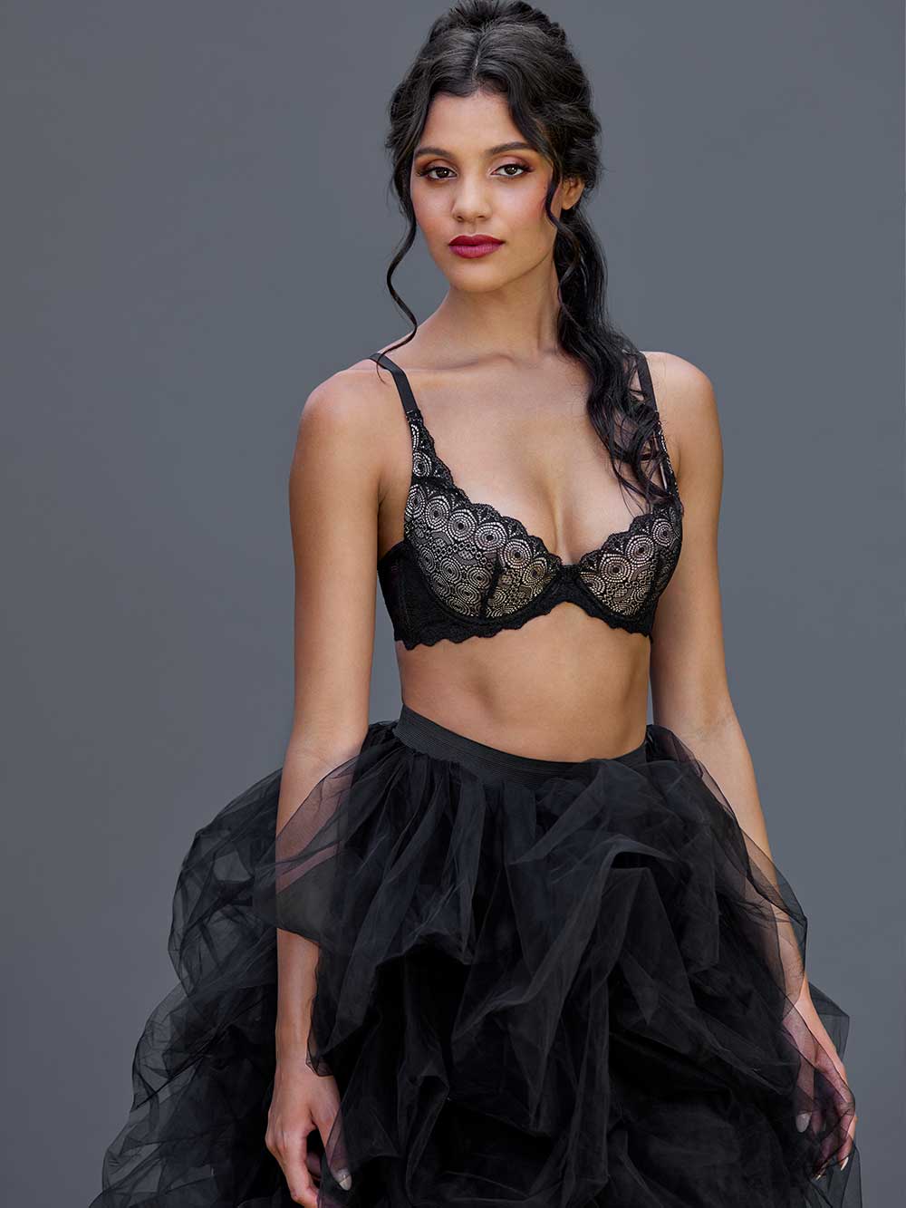 Naomi Lace Bra, Petite, Demi-Cup, Removable Padding, Push-Up