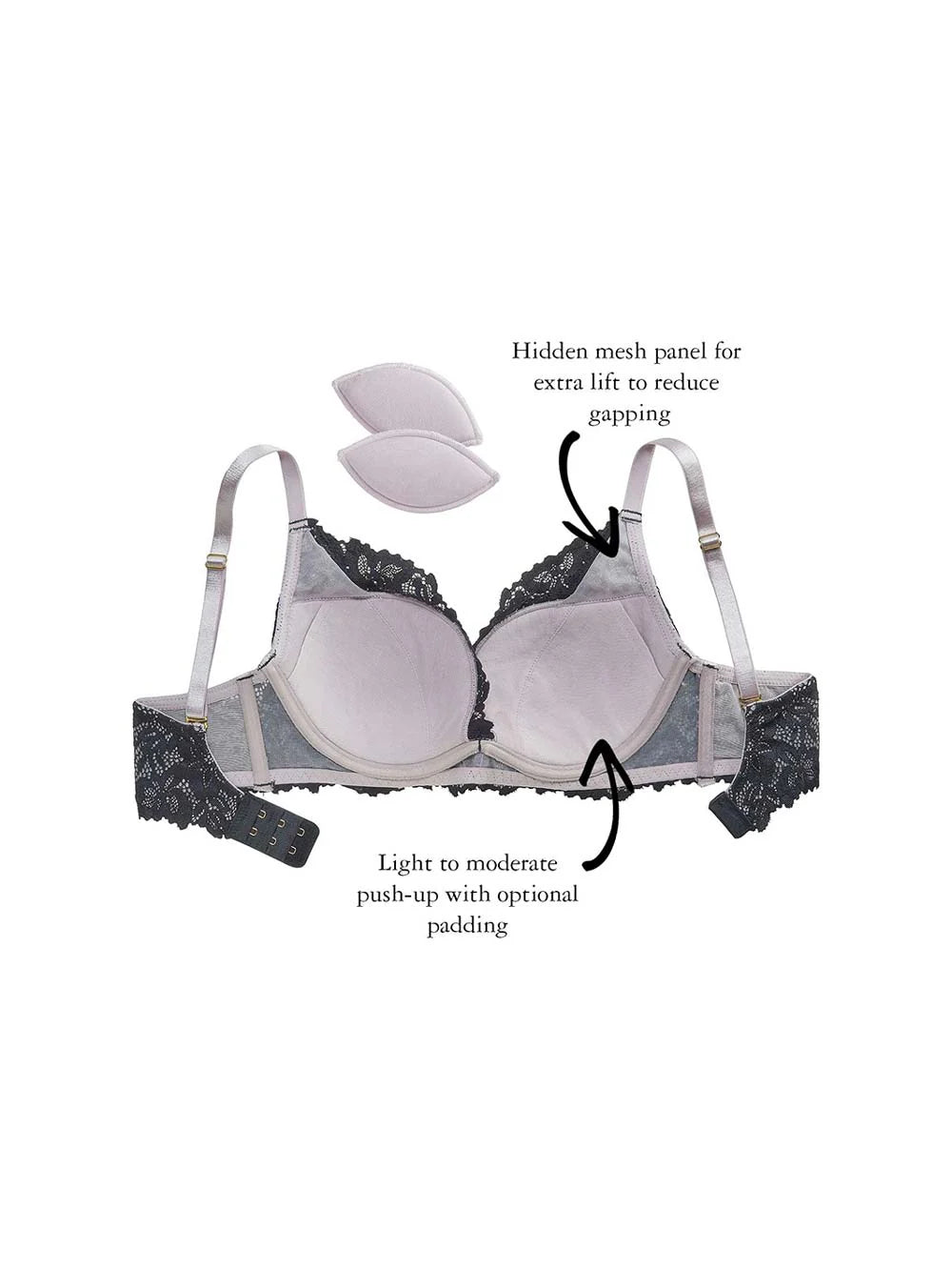 Coree Deep-Plunge Bra, Petite, Removable Push-Up Pads, Underwire, Lace