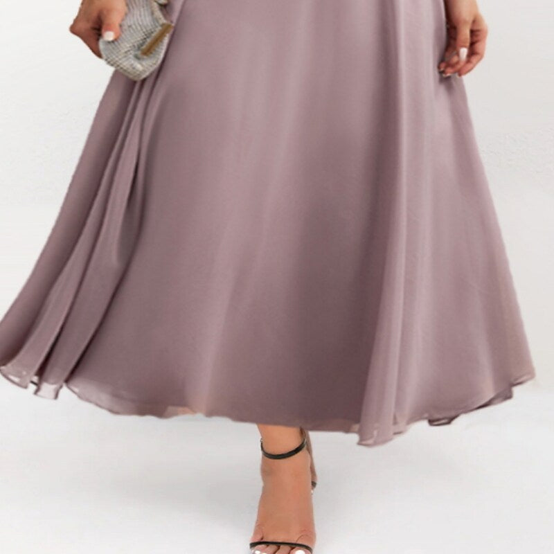 Women's Plus Size Dress Set Solid Color Crew Neck Half Sleeve Dress