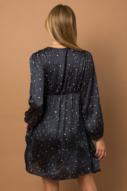 Self Tie Abstract Wrap Dress