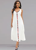 Sleeveless V Neck Rainbow Stripe Dress