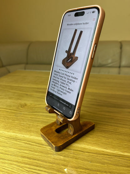 Wooden Phone Stand: Birch Desk Docking Station, Night Stand, iPad Stand, iPhone Holder